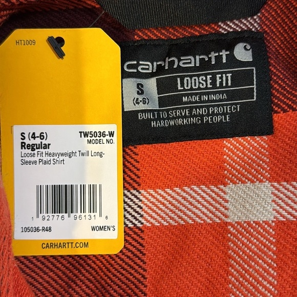 Carhartt Loose Fit Heavyweight Twill Long-Sleeve Plaid Button Up Shirt Women’s S - Picture 7 of 8